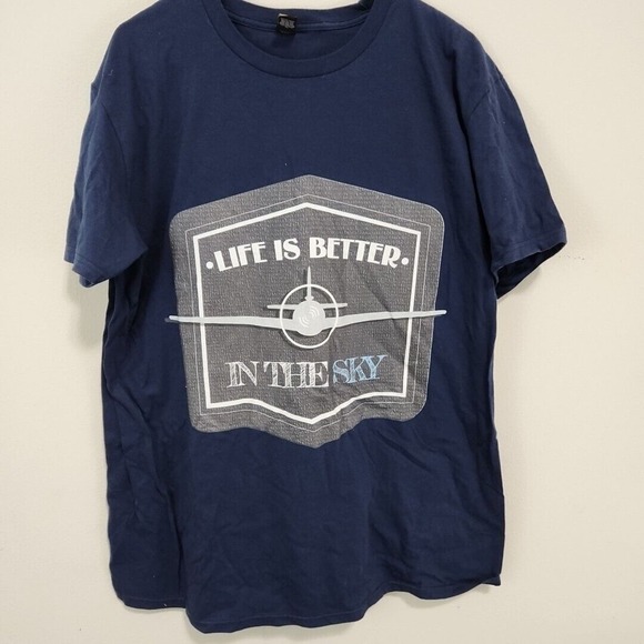 Life Is Better In The Sky Flying Airplane Pilot Gift T-Shirt Mens Size XL - Picture 1 of 4
